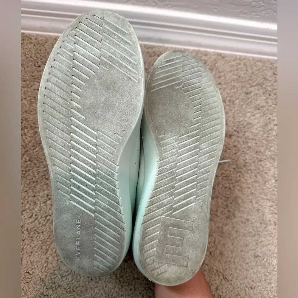 EVERLANE ReLeather Court Sneakers Mint Green Leather Unisex Mens 5 Womens 7